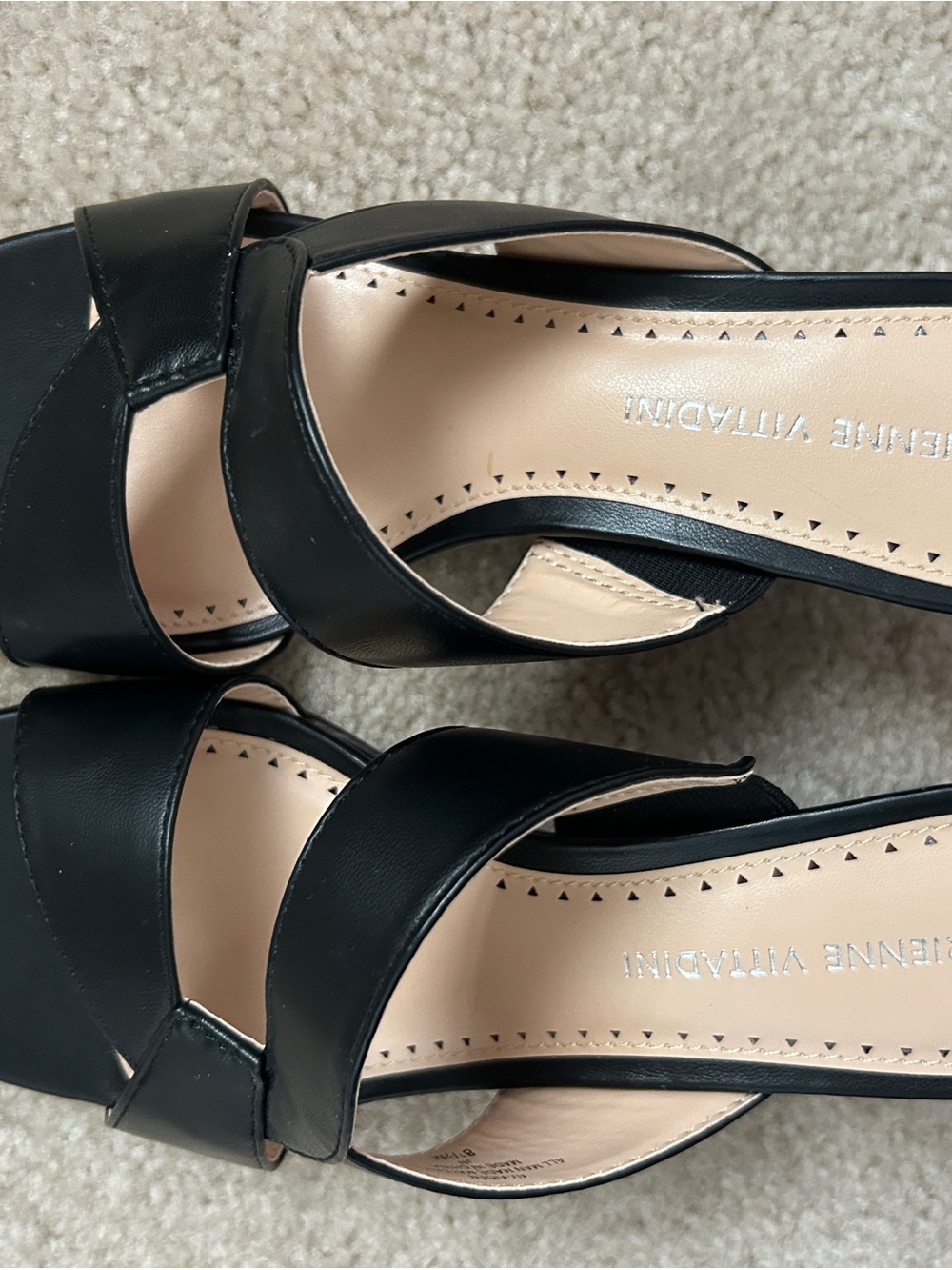 Adrienne Vittadini Black Leather Slide Heels
